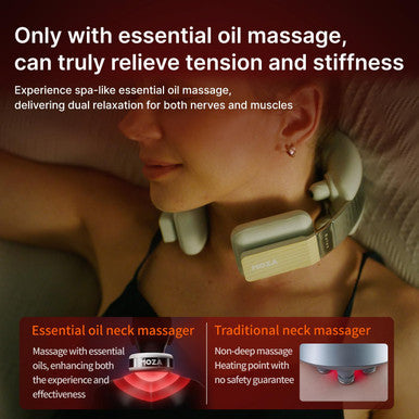 Moza Cordless Neck Massager With Heat- Neck Massager For Pain Relief Deep Tissue- Emulating Human Hand, Protein Leather Comfort& Painless Relaxation