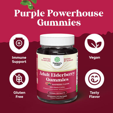 Elderberry Vitamin C And Zinc Gummies - Advanced Immune Booster Sambucus Elderberry Gummies For Adults - Super Antioxidants Supplement Immunity Gummies - Vegan Halal Black Elderberry Gummy 90Ct