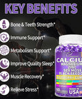 Calcium Magnesium Zinc Supplement Gummies Sugar For Women And Men Calcium Gummies Supplement Bone & Immune Support Made In Usa 60 Counts Blueberry Flavor