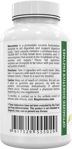 BiOptimizers - P3-OM and MassZymes Bundle - Premium Digestive Enzymes and Probiotics for Women and Men - Doctor-Formulated (250 MassZymes Capsules, 120 P3-OM Capsules)