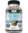 Kaya Naturals Sea Moss Mobility Supplement for Men and Women with Burdock Root Irish Moss Bladderwrack and BioPerine for Mobility Health and Immune Boost 60 Count