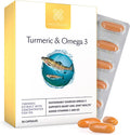 Healthspan Turmeric & Omega 3 | 30 Capsules | Added Vitamin C & Vitamin D3 | Heart, Joint & Bone Health | Sustainably Sourced