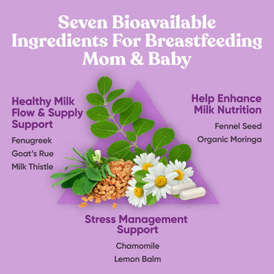Eu Natural Nourish Lactation Supplement - Postpartum Support for Healthy Milk Flow & Production - Fenugreek Capsules for Women with Goat's Rue Milk Thistle Fennel Seed & Organic Moringa 60 Vegan Soft Capsules