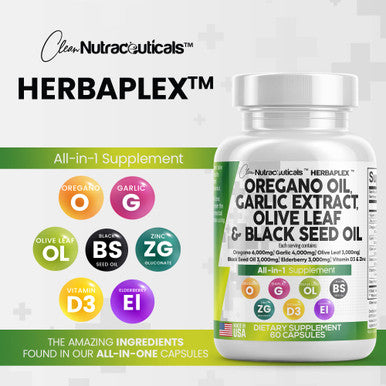 Oregano Oil Garlic Extract Olive Leaf Black Seed Oil Supplement