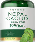 Nopal Cactus 1950 Mg | 180 Capsules | Prickly Pear | Non-Gmo, Gluten Free | By Carlyle