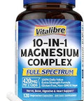 10 in 1 Magnesium Complex 420mg Elemental Magnesium Ultra Strength Max Absorption Chelated Magnesium Supplement for Sleep Nerves and Heart Health NonGMO 120 Vegan Capsules