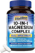 10 in 1 Magnesium Complex 420mg Elemental Magnesium Ultra Strength Max Absorption Chelated Magnesium Supplement for Sleep Nerves and Heart Health NonGMO 120 Vegan Capsules