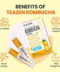 Teazen 3 Flavors 40 Sticks Variety Pack Grapefruit Drink Mix (20 Sticks) and Kombucha Lemon Citron Flavor (20 Sticks)