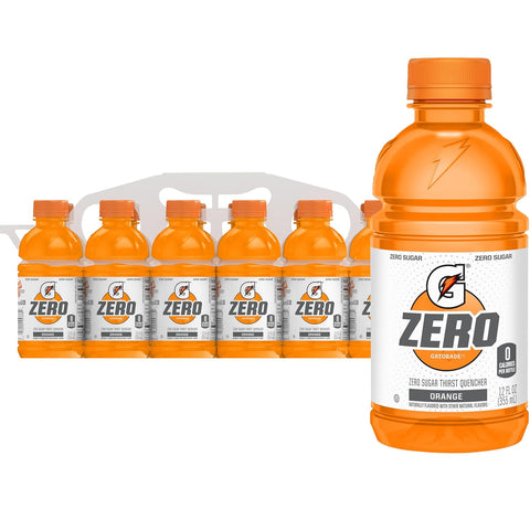 Gatorade Thirst Quencher Zero Sugar Sports Drink Orange 12oz Pack of 12 Electrolytes for Rehydration
