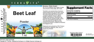 Terravita Beet Leaf Powder (1 Oz, Zin: 519173) - 2 Pack