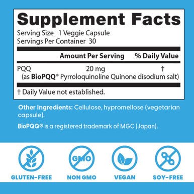 Doctor'S Best Pqq With Biopqq Supplement 20 Mg - Brain Health Support For Men & Women Pyrroloquinoline Quinone Capsules Daily Mitochondrial Function & Energy Support Gluten Free Vegan 30 Veg Caps