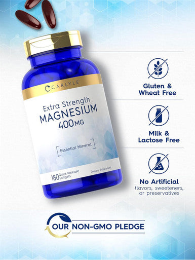 Carlyle - Magnesium Oxide 400mg | 180 Softgels | Non-GMO and Gluten Formula