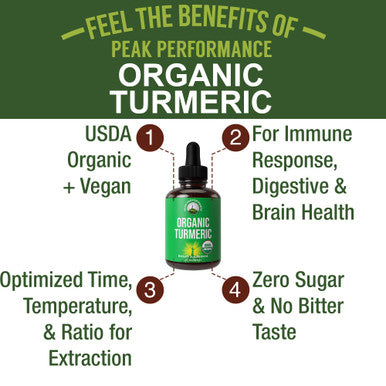 Turmeric Curcumin With Black Pepper Usda Organic Liquid Drops Vegan Extract For Women And Men. For Immune + Digestive Support
