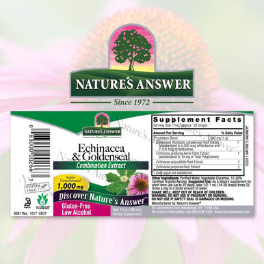 Nature'S Answer Echinacea and Goldenseal with Organic Alcohol 1-Fluid Ounce | Promotes Overall Wellness | Natural Immune Booster | Inflammatory Reducer