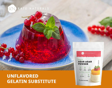 Kate Naturals Agar Agar Powder For Cooking & Petri Dishes. Vegan Gelatin Substitute Powder Unflavored For Gelatin Sheets & Halal (4Oz Vegetarian Plant-Based)