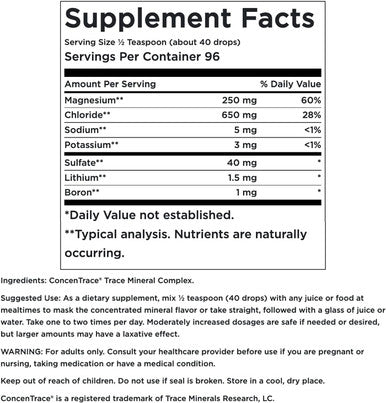 Swanson Concentrace Trace Mineral Drops 8oz-Complete Mineral Complex for Energy Hydration & Electrolyte Balance Over 72 High Absorption Ionic Minerals Such As Magnesium Potassium Calcium