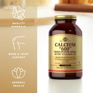 Solgar Calcium "600" - 240 Tablets Pack Of 2 - From Oyster Shell With Vitamin D3 - Non-Gmo Gluten Free Dairy Free - 240 Total Servings