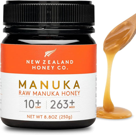 New Zealand Honey Co. Raw Manuka Honey UMF 10+ | MGO 263+, 17.6oz / 500g | Organic Medical Grade Manuka Honey for Daily Wellness, Skin Care & Dogs