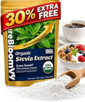 Organic Stevia Powder, High Purity Rebaudioside A (Reb A) Extract, Zero Calorie Natural Sweetener, Low Bitter Aftertaste, Sugar Free, Keto Friendly, 5.19 oz (147g)