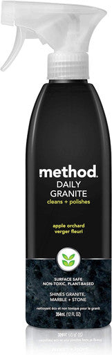 Method Daily Granite Cleaner Spray Plant-Based Cleaning Agent Safe for Granite Marble and Other Sealed Stone Apple Orchard Scent 354 ml Spray Bottles 6 Pack