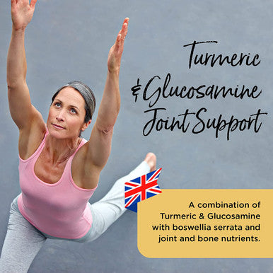 Healthspan Turmeric & Glucosamine Joint Support | 60 Tablets | Joint & Bone Health | Added Vitamin C, Vitamin D3 & Calcium | 30mg Boswellia Serrata Extract | Sustainably Source | Vegan