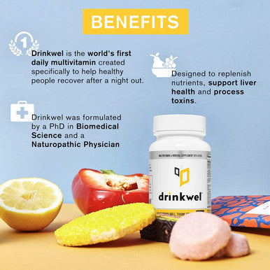 Drinkwel Better Mornings - Premium Multivitamin Supplement - Liver Cleanse, Detox, Immune Support- Milk Thistle, Vitamin C, Zinc, Magnesium - 30 Count