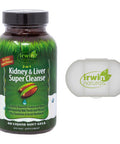 Irwin Naturals 2-In-1 Kidney & Liver Super Cleanse (60 Liquid Softgels) Bundle With Pill Case - Liver And Kidney Detox Cleanse Supplement To Repair And Support Healthy Kidney And Liver Function