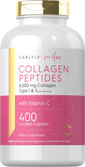 Carlyle Collagen Peptides 6000mg | 400 Caplets | with Vitamin C | Type 1 and 3 | Non-GMO Gluten Grass Fed Supplement