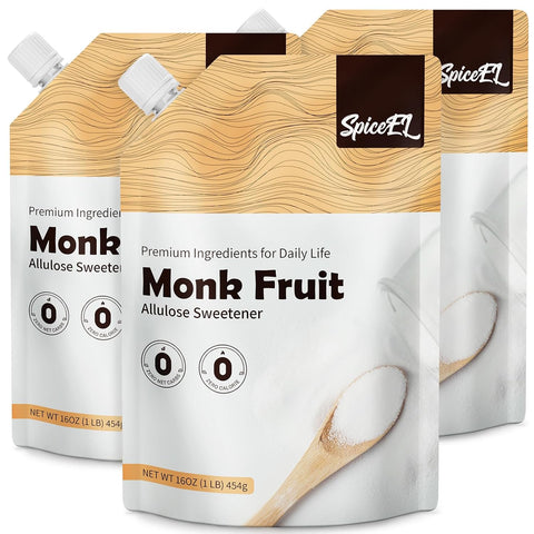 SPICEEL Monk Fruit Sweetener with Allulose - Zero Calorie White Sugar Substitute, No Erythritol, Keto Friendly, from Monk Fruit Extract for Baking, Coffee&Tea, Gluten Free, Vegan, Sugar Replacement(1lb pack of 1)