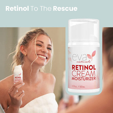 Eva Naturals AntiAging Retinol Cream For Face AntiWrinkle Retinol Moisturizer Day Night Face Cream With Hyaluronic Acid Vitamin E For Women and Men Reduce Fine Lines Dark Spots 2 oz