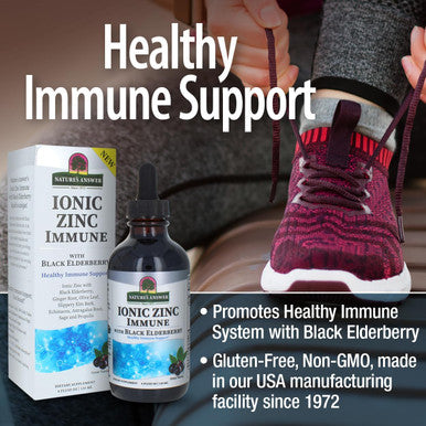 Nature'S Answer Ionic Zinc Immune with Black Elderberry 4 oz Extract with Slippery Elm Echinacea Astragalus Sage 160 Servings per Bottle