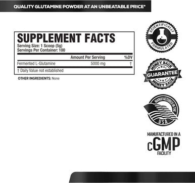 LGlutamine Powder 500g 100 Servings Vegan Fermented L Glutamine Supplement for Post Workout Muscle Recovery Immunity Digestive Health Tested Trusted No Artificial Fillers Unflavored