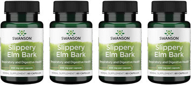 Swanson Slippery Elm Bark 400 mg 60 Caps (4 Pack)