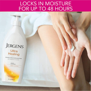 Jergens Ultra Healing Dry Skin Lotion, Body and Hand Moisturizer for Quick Absorption into Extra Dry Skin, with HYDRALUCENCE blend, Vitamins C, E, and B5, 32 Ounce