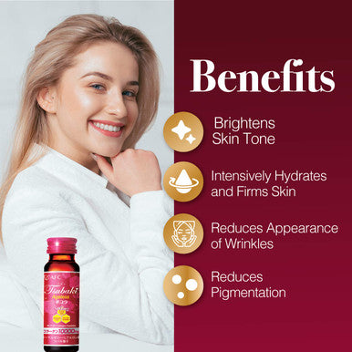 AFC Japan Tsubaki Ageless Beauty Collagen Drink from Japan with 10,000mg Marine Collagen Peptides + 500mg Royal Jelly + Hyaluronic + Vitamin Bs & C for Skin Revitalization (1.69fl.ozx10sx3)