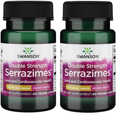 Swanson Optimum Potency Serrazimes 40000 Units 40000 Units 60 Veg Capsules Enzyme (2 Pack)