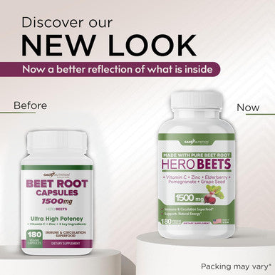 GADE NUTRITION BOOST YOUR HEALTH Beet Root Capsules 1500Mg Organic Beet Root Powder + Vitamin C Zinc, Elderberry Pomegranate Grape Seed Extract Nitric Oxide Supplement Supports For Healthy Circulation 3 Months Supply