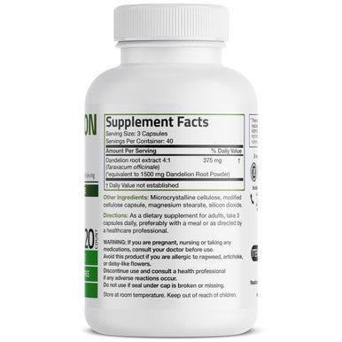 Bronson Dandelion Root High Potency Supplement, Supports Overall Good Health & Well-Being, Traditional Diuretic Herb - Non-Gmo, 120 Vegetarian Capsules