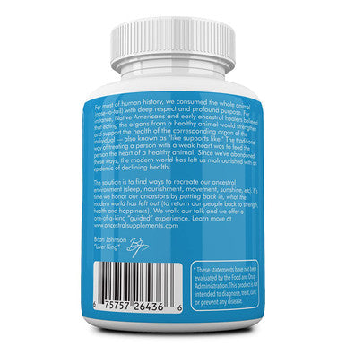 Ancestral Supplements Beef Lung (with Liver) Supports Lung, Respiratory, Vascular, Circulatory Health (180 Capsules)