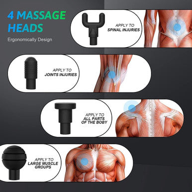 Cotsoco Massage Gun Deep Tissue, Percussion Muscle Massager For Athletes, Super Quiet Portable Handheld Electric Sport Massager, 6 Speed And 4 Heads(Silver) 1000 Grams