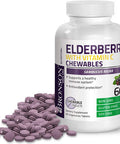 BRONSON Elderberry Chewables with Vitamin C - Berry - 60 Vegetarian Tablets- Adults and Kids Immune Support