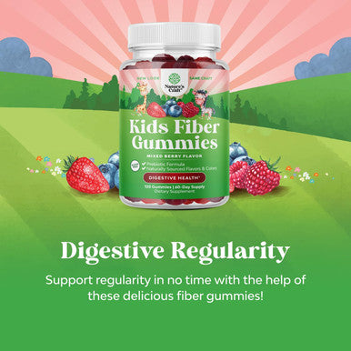 Natures Craft Sugar Fiber Gummies for Kids - Delicious Prebiotic Kids Fiber Gummies for Constipation Digestive Support & Immunity - Non-GMO Vegan Chicory Root Soluble Fiber Supplement for Kids Digestive Health