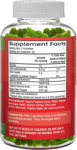 Flamingo Supplements Sea Moss Gummies With Apple Cider Vinegar Bladderwrack And Burdock Root Organic- Sea Moss Gummies For Adults And Kids- Vegan Organic Irish Seamoss And Acv Ã¢â‚¬â€œ 70 Ct
