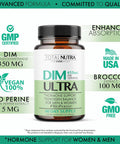 Dim Supplement: Dim Ultra 455Mg Diindolylmethane, Broccoli, Bioperine Natural Estrogen Blocker For Men, Female Hormone Balance For Women Menopause, Hormonal Acne, Pcos Support