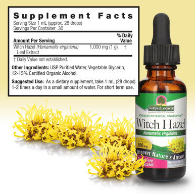 Nature'S Answer Witch Hazel Leaf Liquid Extract 1 Fluid Ounce 500mg | Hemorrhoidal Relief | Inflammation Reduction