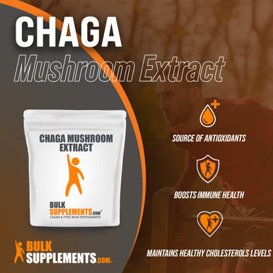 BulkSupplements Chaga Mushroom Extract Powder - Mushroom Supplement, from Chaga Mushrooms - 1000mg of Chaga Powder Extract , (500 Grams - 1.1 lbs)