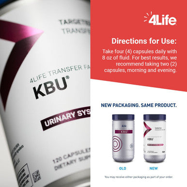 4Life KBU - Urinary Support Supplement Transfer Factor for Bladder & Kidney Health - Cranberry Blueberry Dandelion & Juniper Berry - Supports Immune System & Cleansing - 120 Veggie Capsules