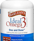 Barlean'S Ideal Omega 3 Fish Oil Supplement 1000 Mg Softgels Pharmaceutical Grade Epa & Dha For Brain Joint & Heart Health Orange Flavor 60 Ct
