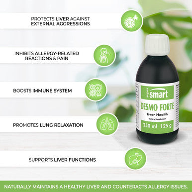 Supersmart Desmo Forte Liver Support Supplement 12 Liquid Extract of Desmodium Asdscendens NonGMO Gluten Free 250 ml