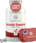 LongLifeNutri Quercetin 500Mg With Bromelain 100Mg 120 Vegetarian Capsules | Natural Antioxidant Supplement | Relief Complex | Dihydrate Pure Powder Extract Cap 500 Mg Plus